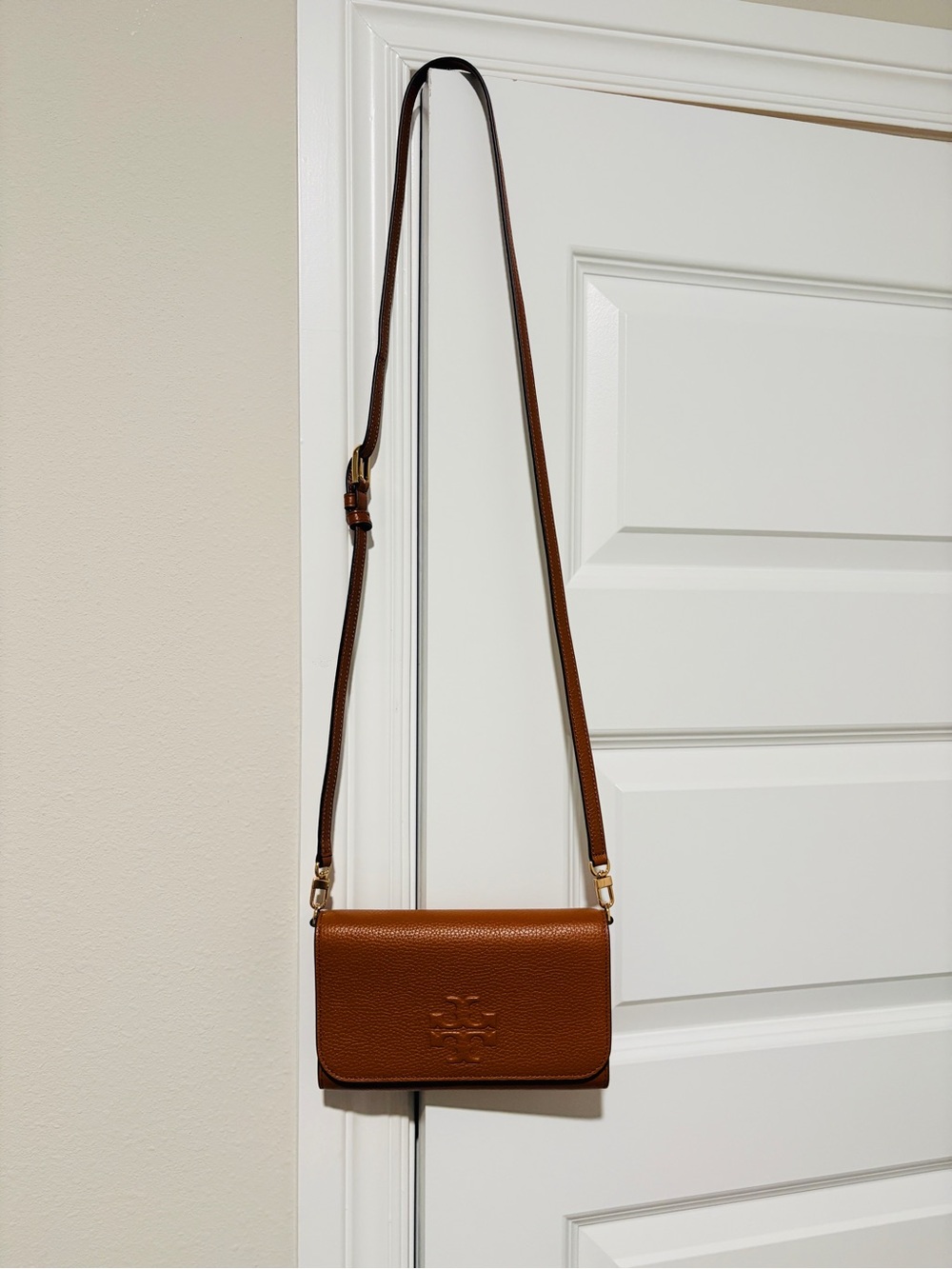 Tory Burch Cognac Brown Pebbled Leather Crossbody Wallet & Card Holder Set NWOT - Picture 10 of 10